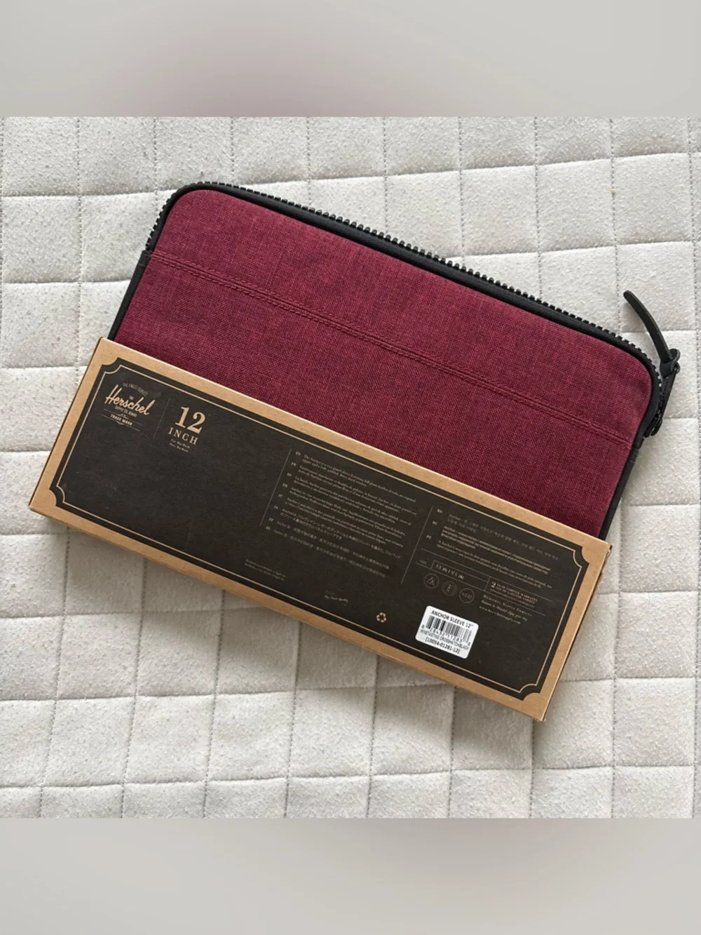 Herschel Red and Black Striped Interior MacBook 12” Case/Pouch
